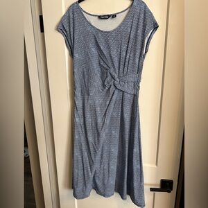 Lands' End Blue Patterned Midi Dress